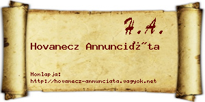 Hovanecz Annunciáta névjegykártya